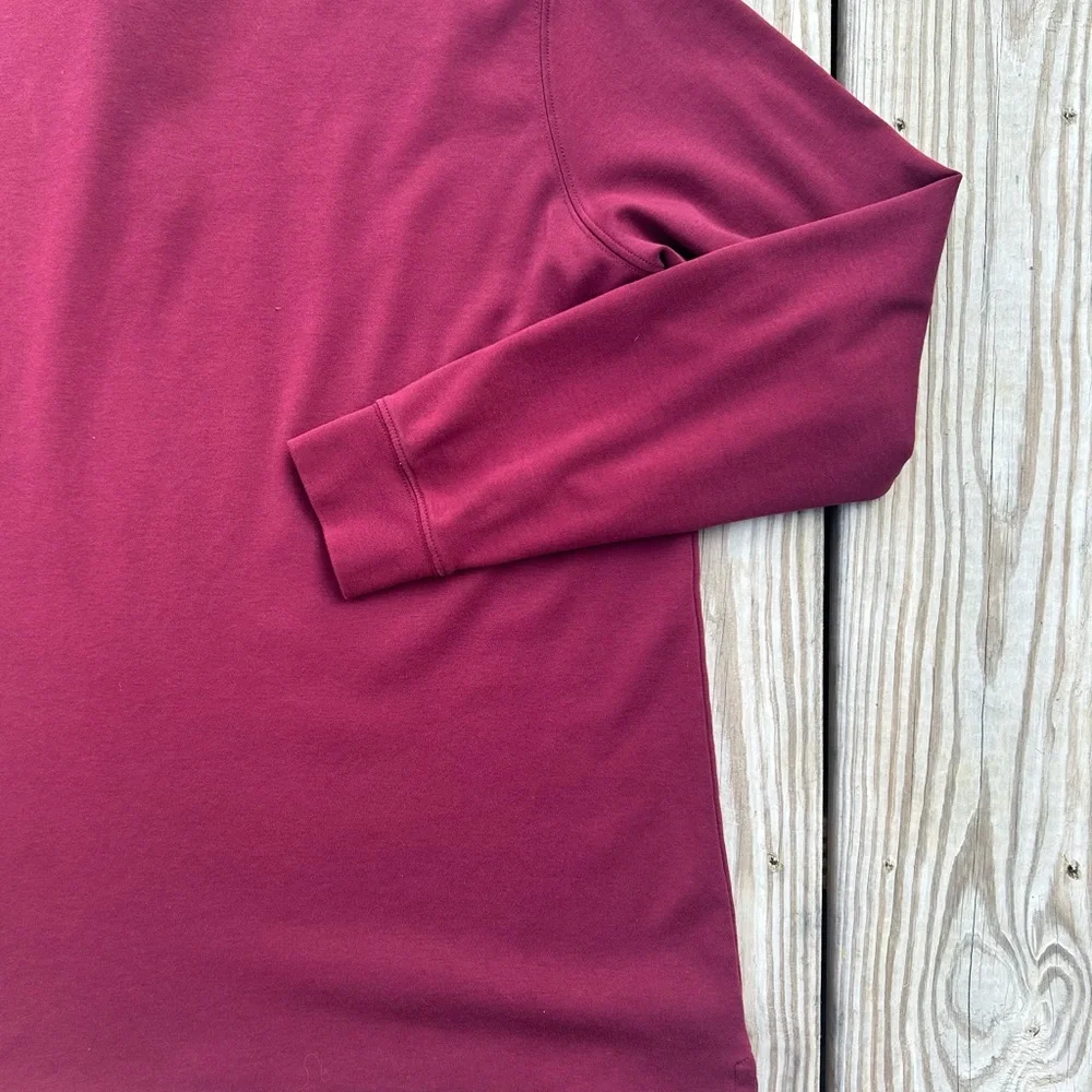 LANDS' END Rugby Shirt Men XL 46-48‎ Red Long Sleeve Polo Shirt